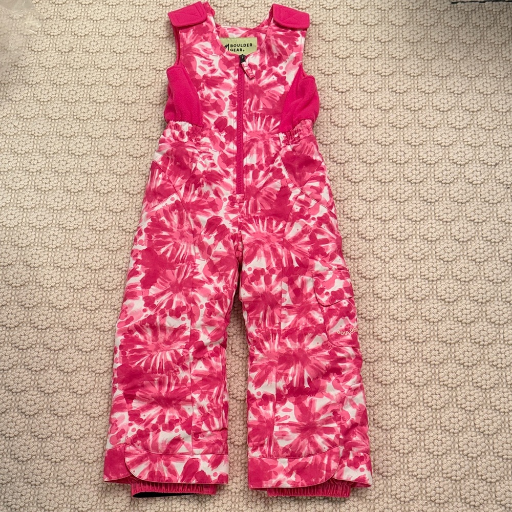 Brand New Boulder Gear Pink/White Kids Overall Snow Pants